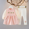 0-3岁女童连衣裙套装春秋季洋气，韩版公主689个月女宝宝裙子两件套