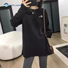 黑色长袖t恤女2025春秋新款中长款内搭打底衫宽松显瘦遮屁股上衣