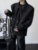 暗黑假两件垫肩翻领夹克2023秋男女设计感解构长袖时髦上衣外套潮