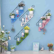 墙上装饰品创意客厅墙面装饰挂钩铁艺壁挂小花架放玩偶的隔板壁。