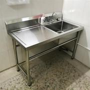 不锈钢洗手盆带架子水槽，商用带支架厨房，双槽手工功能集成柜整