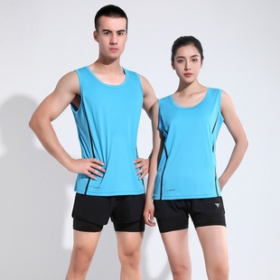 夏季运动套装男女款马拉松跑步训练服无袖背心短裤田径服定制印字