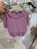 韩国童装 24夏款女宝童洋气镂空花边领香芋紫甜美针织短袖T恤衫M2