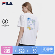 FILA 斐乐女士短袖T恤2023夏季简约时尚休闲宽松圆领上衣