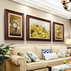 现代客厅装饰画美式三联挂画花卉欧式沙发背景墙壁画花开富贵油画
