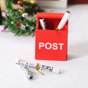 迷你复古邮箱盒红色信箱，报箱报纸仿真食玩模型小摆件圣诞节日装饰