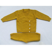 手工编织婴儿羊绒毛衣宝宝斜襟单排毛衣裤子二件套