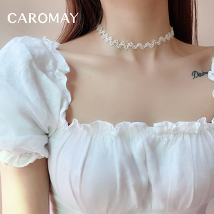 CAROMAY白色镂空choker项圈颈链女ins轻奢气质项链简约网红锁骨链