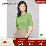 BBLLUUEE/粉蓝衣橱针织五分短袖T恤衫女2023夏名媛风修身上衣