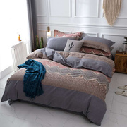 高档全棉中老年人床上用品四件套纯棉磨毛1.5米床单被套冬加厚2三