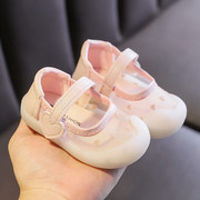 春夏季软底学步鞋子宝宝，凉鞋公主鞋布鞋1一2岁婴儿鞋女童单鞋