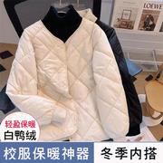 羽绒服女冬季2023儿童，校服神器羽绒内胆，女童轻薄短款棉服反季