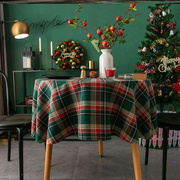 圣诞节餐桌布置网红桌上装饰布2021年客厅茶几小方格子桌布