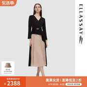 ellassay歌力思24早春撞色显瘦拼接气质，连衣裙女ewd351y11000