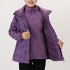 时尚印花妈妈装秋冬外套女士中老年大码冲锋衣两件套加厚绒保暖紫