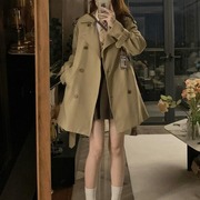 胖mm韩系高级感英伦风短款大衣外套女大码秋冬设计感气质时尚风衣