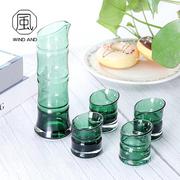 日式创意玻璃竹节酒杯，套餐人工吹制原色水晶玻璃杯，酒器清酒壶水壶