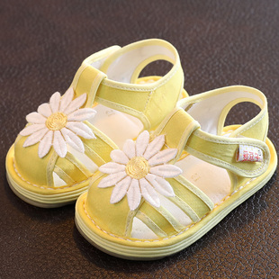绣花鞋女童夏季宝宝布凉鞋软底1一3岁婴儿手工布鞋千层底包头儿童
