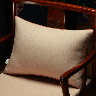 新中式抱枕棉麻布艺靠枕沙发，客厅靠背垫床头，靠垫大号腰靠含芯定制