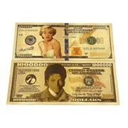 玛丽莲梦露迈克尔杰克逊纪念钞，金钞塑料金箔钞，直播收藏钱币