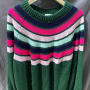 85-2 深绿色条纹套头毛衣小香风小众甜美宽松针织法式修身