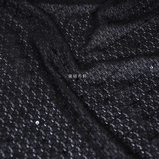 黑色镂空 亮片色织弹力针织面料罩衫吊带连衣裙半裙布料 