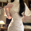 新中式复古气质短袖旗袍连衣裙，女2024夏季收腰小香风绝美仙女短裙