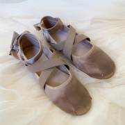 古董杏绸缎玛丽珍单鞋女复古绕带圈脚温柔气质仙女芭蕾舞鞋平底鞋