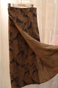 高端100支细苎麻数码印花裙子一片式系带裹裙轻薄半身裙碎花长裙