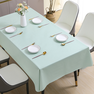 桌布免洗防水防油餐桌垫布纯色高级感茶几餐布长方形客厅家用台布