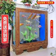 送货到家欧式鱼缸 客厅家用中型水族箱屏风大型1米1.2米1.5米