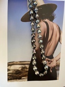 天然海水大溪地螺纹珍珠项链，炫彩色巴洛克水滴，颈链微瑕珠光油亮款