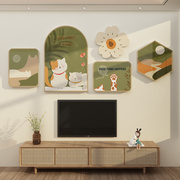 电视机背景墙装饰品壁画卧室房间布置餐厅3d自粘贴纸摆挂件上方
