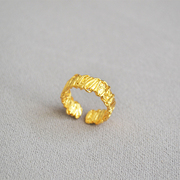 金色不规则欧美网红ins纯铜镀真金戒指，法式设计师款质感