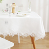 唯米9951麻棉蕾丝白色，餐桌布方形，小圆桌台布茶几床头柜防尘盖巾布