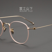 長島冰茶大脸显瘦眼镜框镜架女日本超轻纯钛近视，小脸复古圆框潮