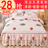 韩版纯棉床裙式床罩单件1.5米1.8m床垫保护套防滑床单，床笠三件套4