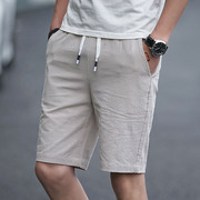 夏季男士短裤棉麻布超薄款休闲修身宽松五分裤5分三分裤子3分潮流