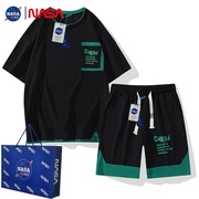 NASA联名男士夏季短袖短裤套装潮流运动休闲宽松夏天帅气两件套男