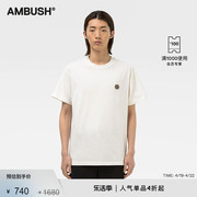 AMBUSH男女同款白色舒适LOGO徽章刺绣设计圆领T恤