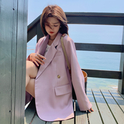 紫色西装外套女百搭小个子上衣高级感炸街休闲小西服通勤纯色长袖