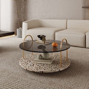 北欧茶几小户型ins客厅家用圆形现代简约创意设计岩板钢化玻璃桌