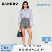 SANDRO Outlet女装法式蝴蝶结棉质条纹长袖衬衫上衣SFPCM00754