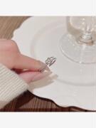 韩国微镶锆石双层戒指女个性小众高级设计感缠绕交叉百搭指环