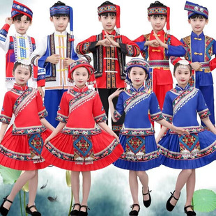 广西壮族三月三儿童表演服饰，男童少数民族服装，女童瑶族舞蹈演出服