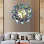 客厅钟表挂钟家用蝴蝶装饰钟欧式(钟欧式)创意，时钟卧室静音石英钟壁挂表