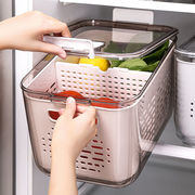 冰箱收纳盒专用家用塑料大容量，pet保鲜盒子沥水，篮带盖加厚果蔬盒