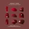 林小橘红色帽子女生气质，酒红色贝雷帽显脸小针织帽，棒球帽保暖围巾