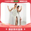 香港直邮潮奢 ASOS 女士Bridesmaid 设计缎面背心垂褶绿色长款连(