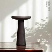 磨砂玻璃高脚花器禅意中式日式插花器皿半透明花瓶客厅桌面摆件
